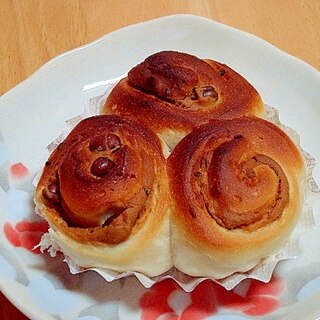 和菓子のようなきな粉と小豆のパン